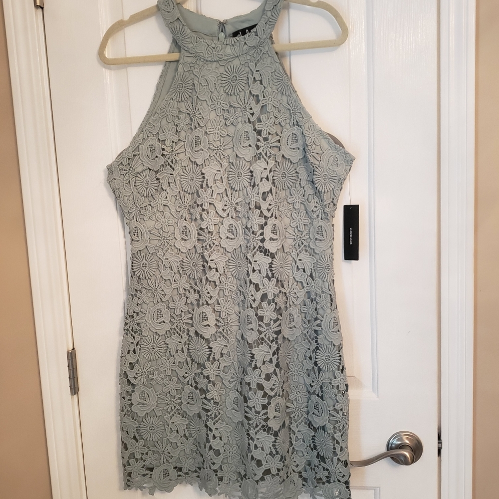 Lulu's Green Halter Sheath Dress for Wedding Guest NWT Size L